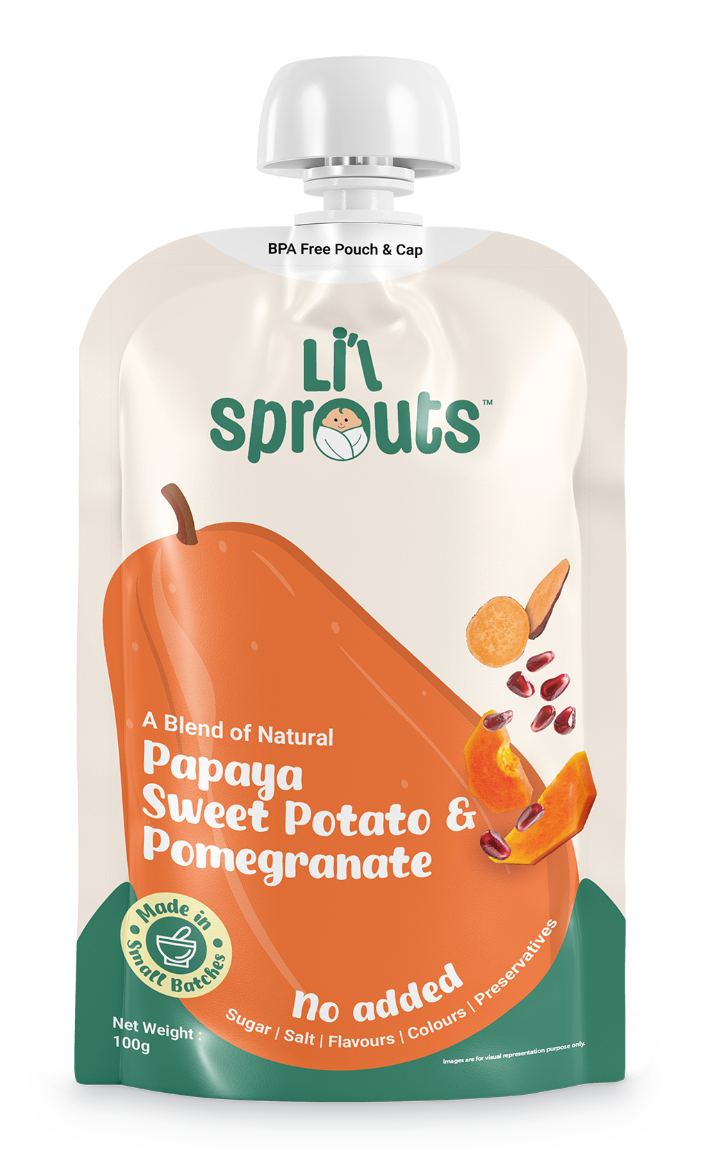 Papaya, Sweet Potato and Pomegranate Puree